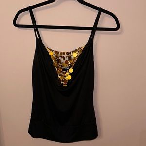 Gold Sequins Black Top